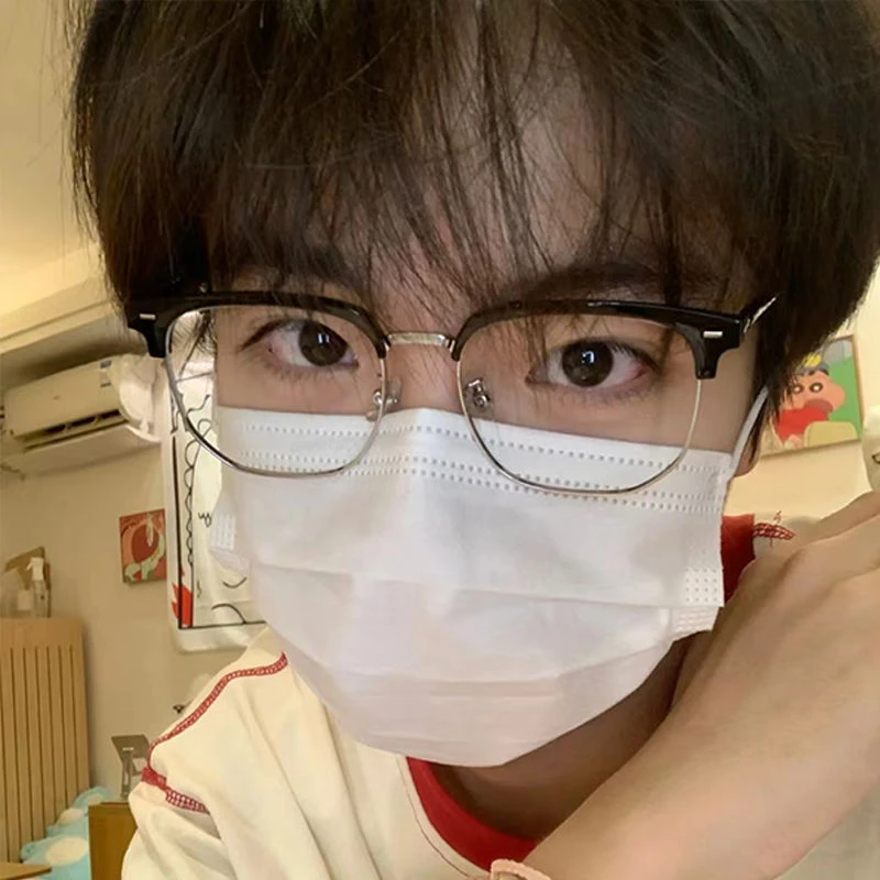 斯文败类半框近视眼镜女防蓝光有度数学生理工男款显脸小素颜神器