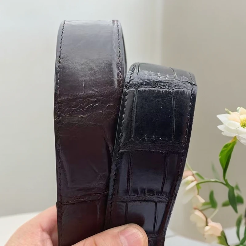 双面鳄鱼肚皮双排钻H扣腰带休闲男士男款百搭黑色真皮