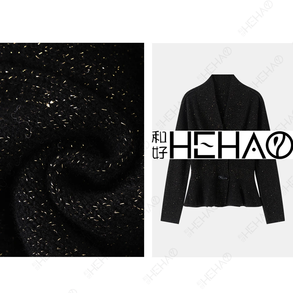 【黑金西装】100%羊毛短款轻奢气质秋冬时尚小香风长袖针织开衫5512