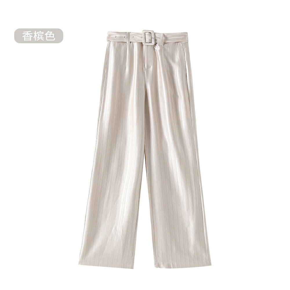 【醋酸裤】 不输真丝！时尚纯色中腰垂感透气直筒百搭休闲裤9016