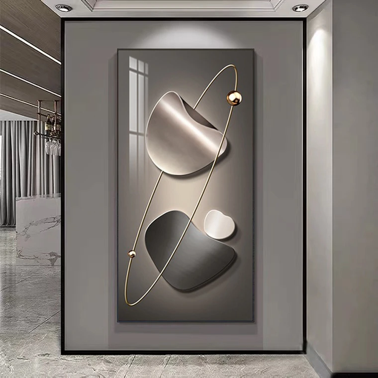 时来运转晶瓷装饰画现代轻奢高档简约入户客厅客厅挂画装饰画玄关