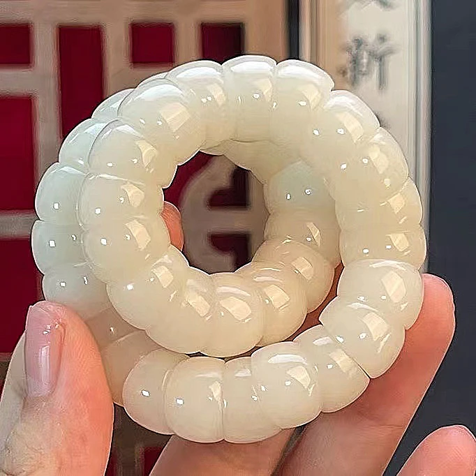 白玉菩提根猪大肠学生党盘玩绕指柔单圈手串男飘花菩提子文玩盘串