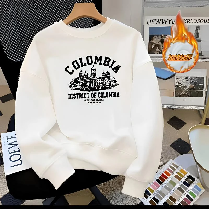 雅鹿男装时尚潮流休闲时尚百搭圆领秋冬运动宽松套头卫衣男士