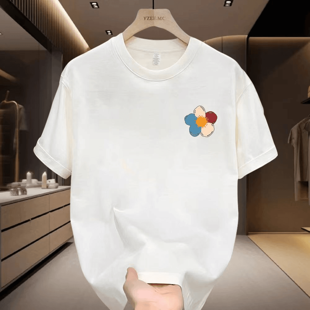 啄木鸟圆领休闲时尚男士百搭T恤夏季韩版宽松透气印花短袖t恤ins