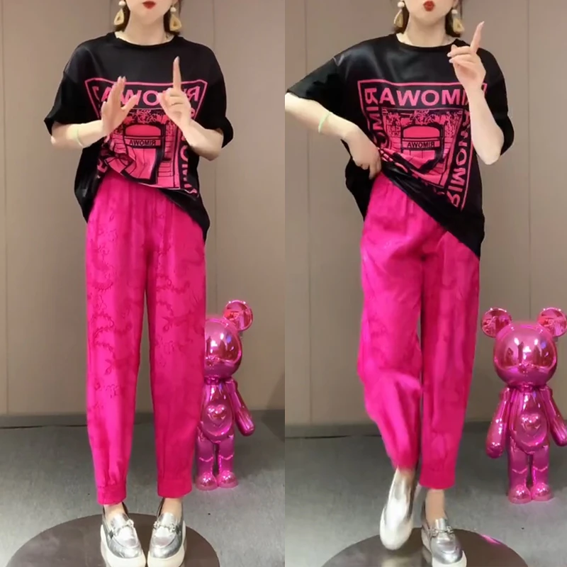 小香风套装女2024夏季爆款洋气新中式国风小个子气质休闲裤两件套