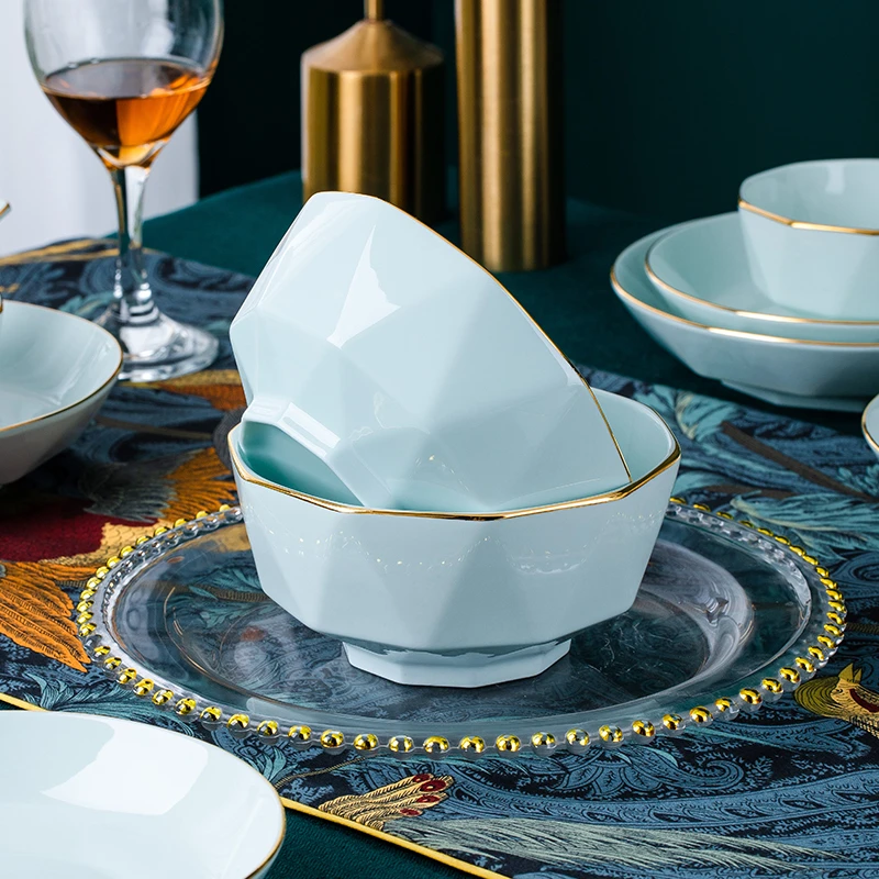 影青/白色7英寸汤碗2个装景德镇家用陶瓷碗盘餐具高颜值防烫大碗