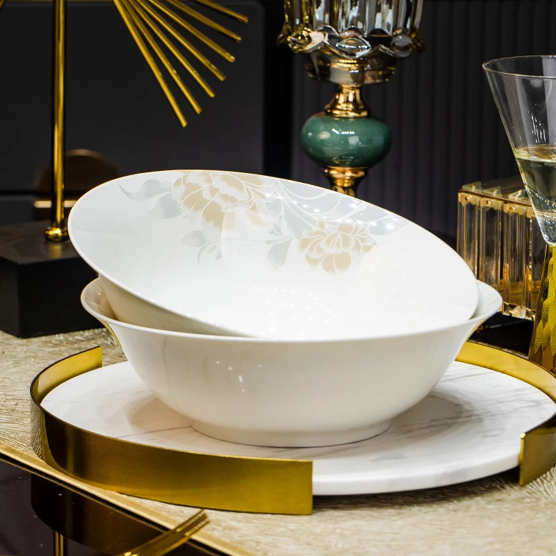 清雅名媛9英寸大汤碗景德镇家用陶瓷碗盘餐具大容量装汤吃面