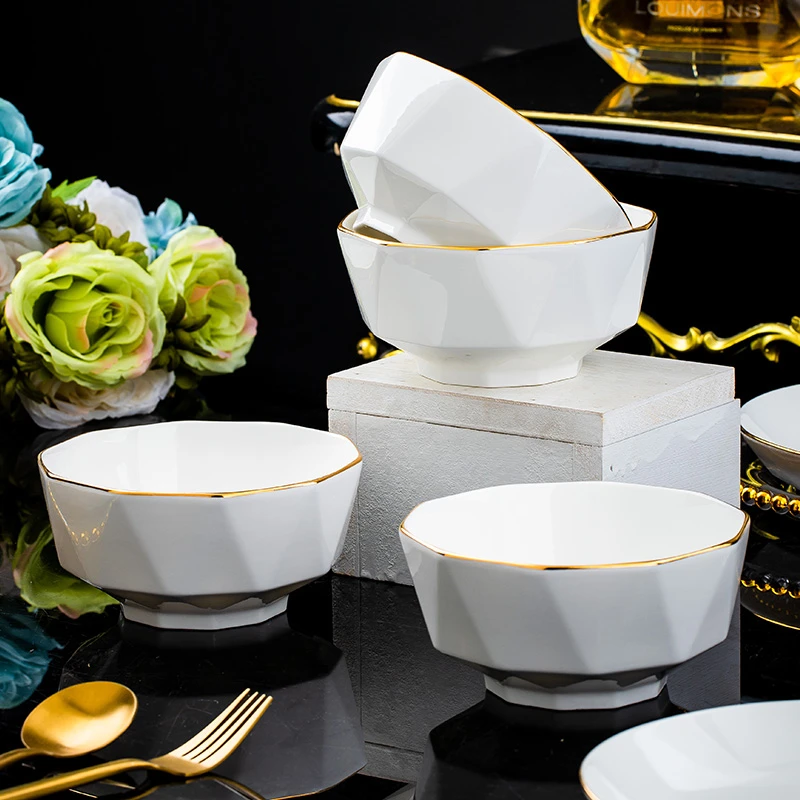 钻石人生6英寸泡面碗6个装景德镇家用陶瓷碗盘餐具网红吃面大碗