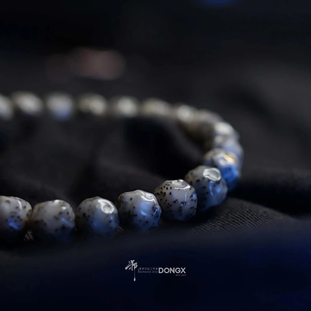 8.5星月无相玉化/骨瓷白定制文玩手串手工雕刻