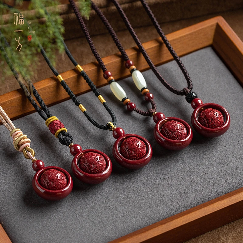 天然辰砂福一方紫金砂项链男女士挂件毛衣链男士挂件女原矿饰品礼