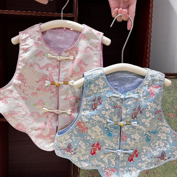 【春款上新】金鱼闹彩蝶春款汉元素儿童背心女童春古风织金传统披甲