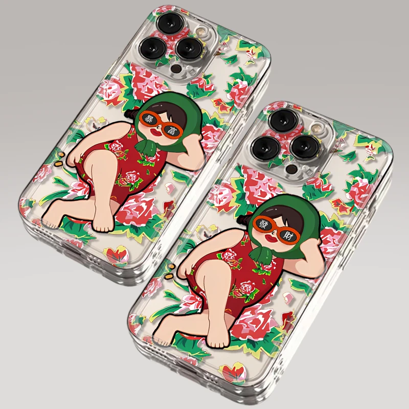 东北大花妞苹果适用iPhone15手机壳14promax太空ins小众创意全包