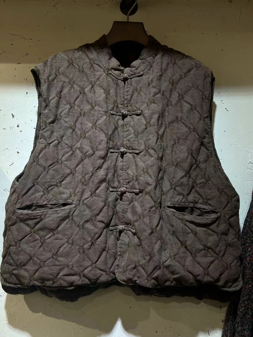 棉叙布衣分享衣路37995盘扣棉马甲