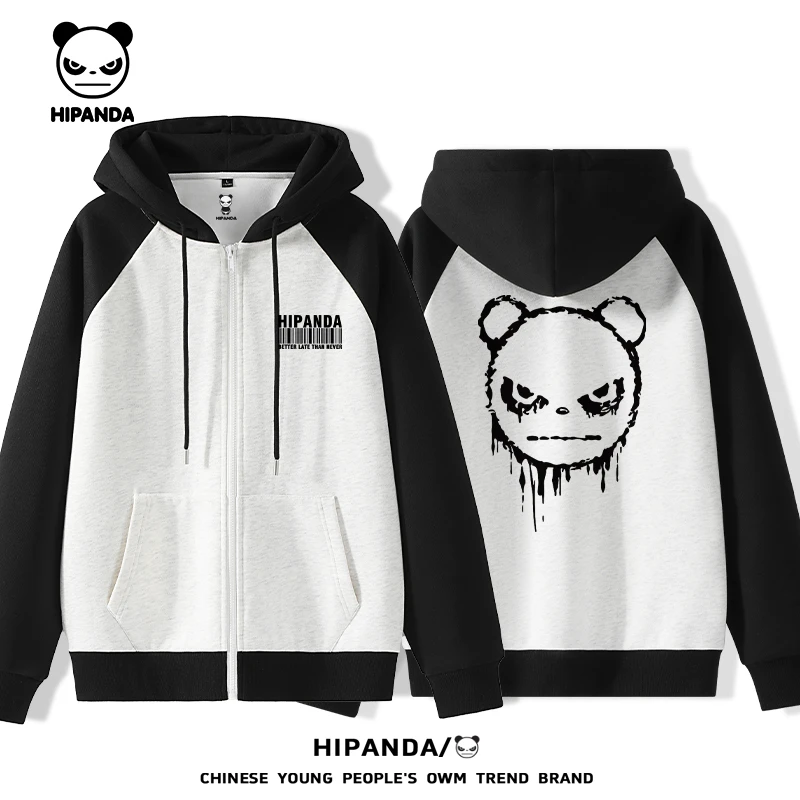 HiPanda开衫卫衣男女初秋情侣卫衣美式休闲撞色外套重磅运动帽衫a