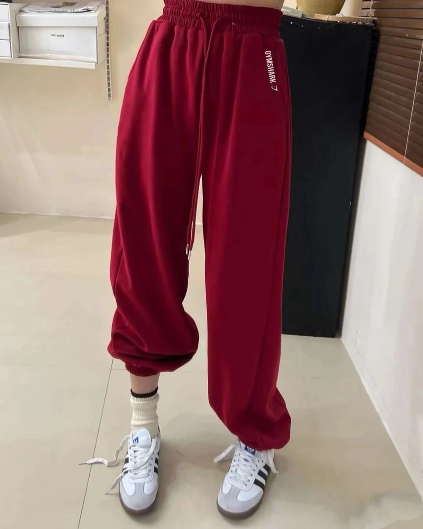 肌肉鲨鱼 gymshark宽松运动高腰抽绳显瘦束口宽松运动裤