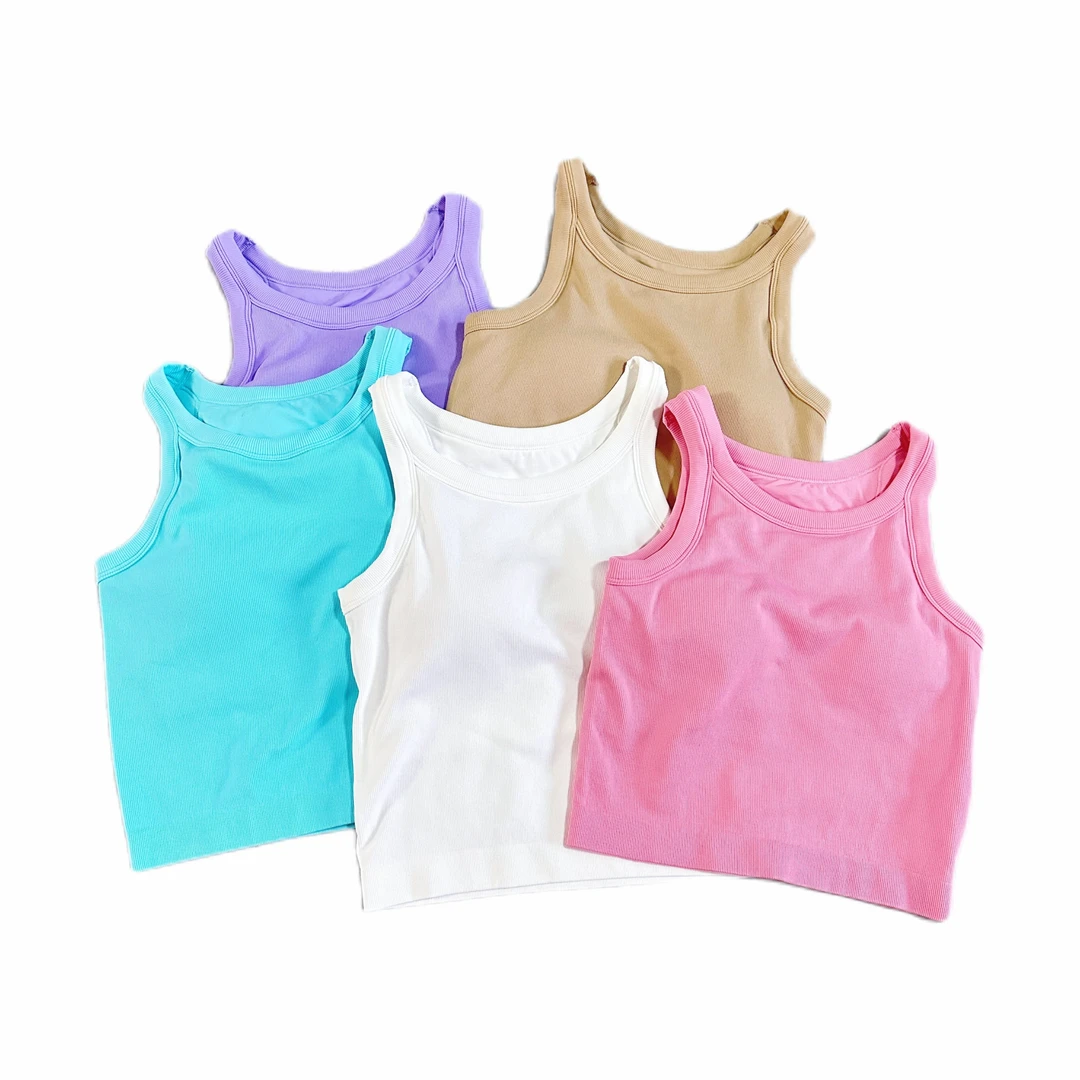 虎头背心长款一体杯跳操健身服瑜伽美背日常高弹彩色女高强度上衣