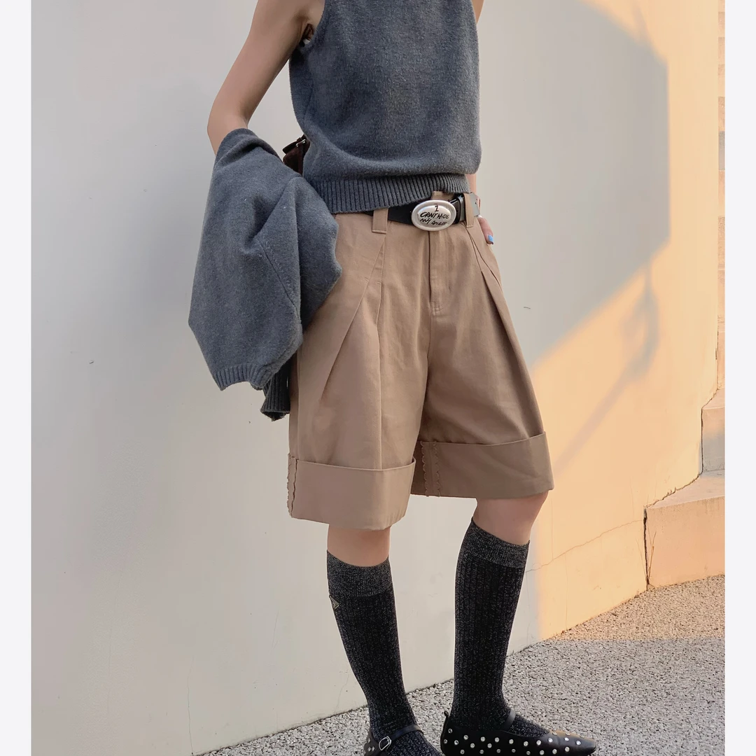 CHEFIGO立裁翻边短裤