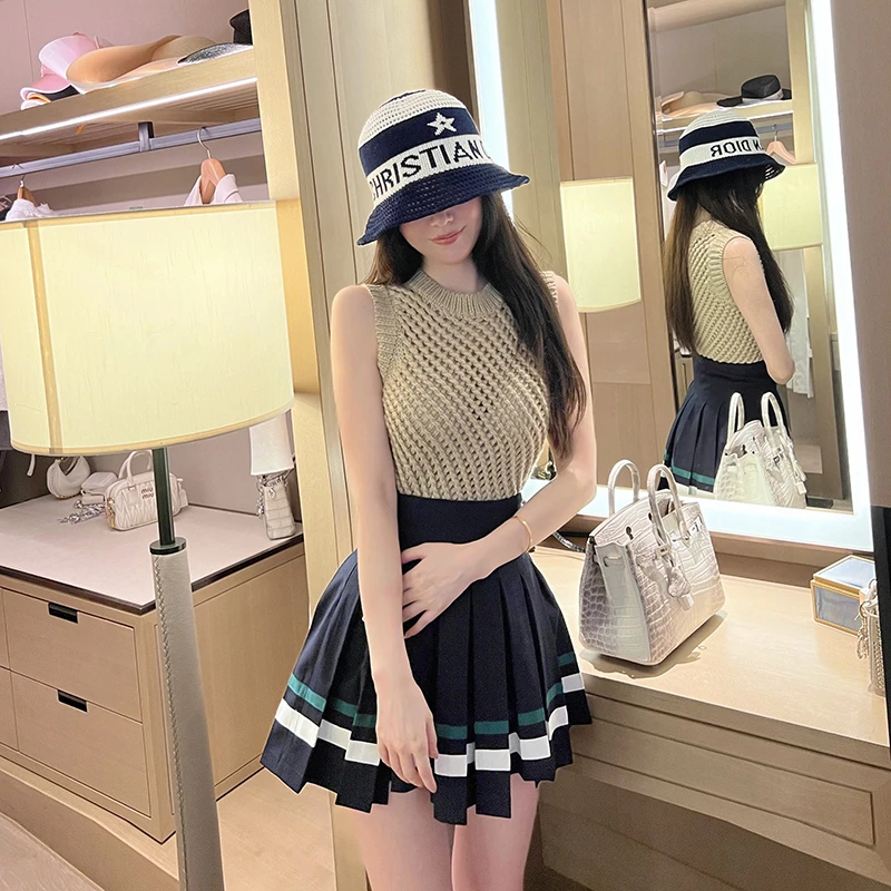 【Y5011】bear熊熊屋刺绣镂空圆领背心无袖上衣