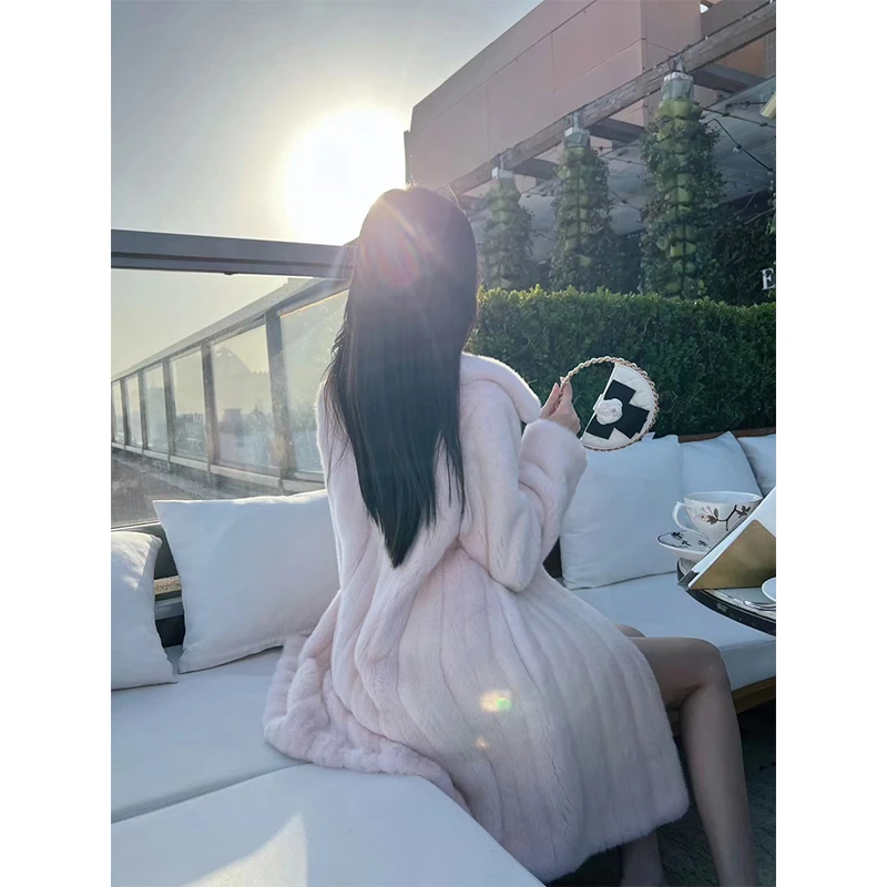 【Y1052】熊熊屋【庄园千金】一眼封神翻领中长版丹麦进口水貂外套