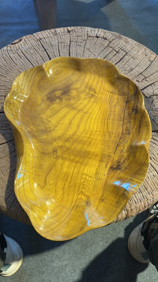 果盘纯手工制作材质缅甸金丝楠木