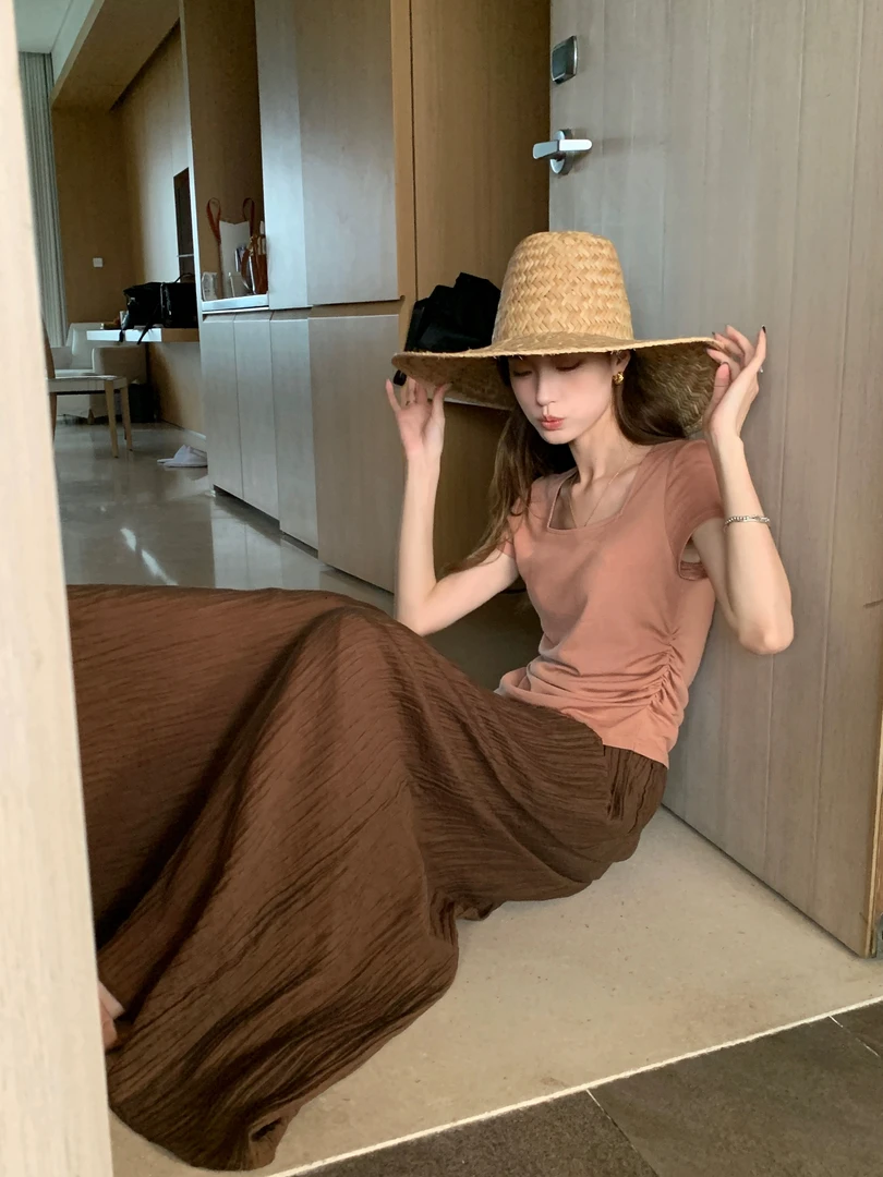 天丝麻！「老钱风」高级感！蒸汽压褶阔腿裤