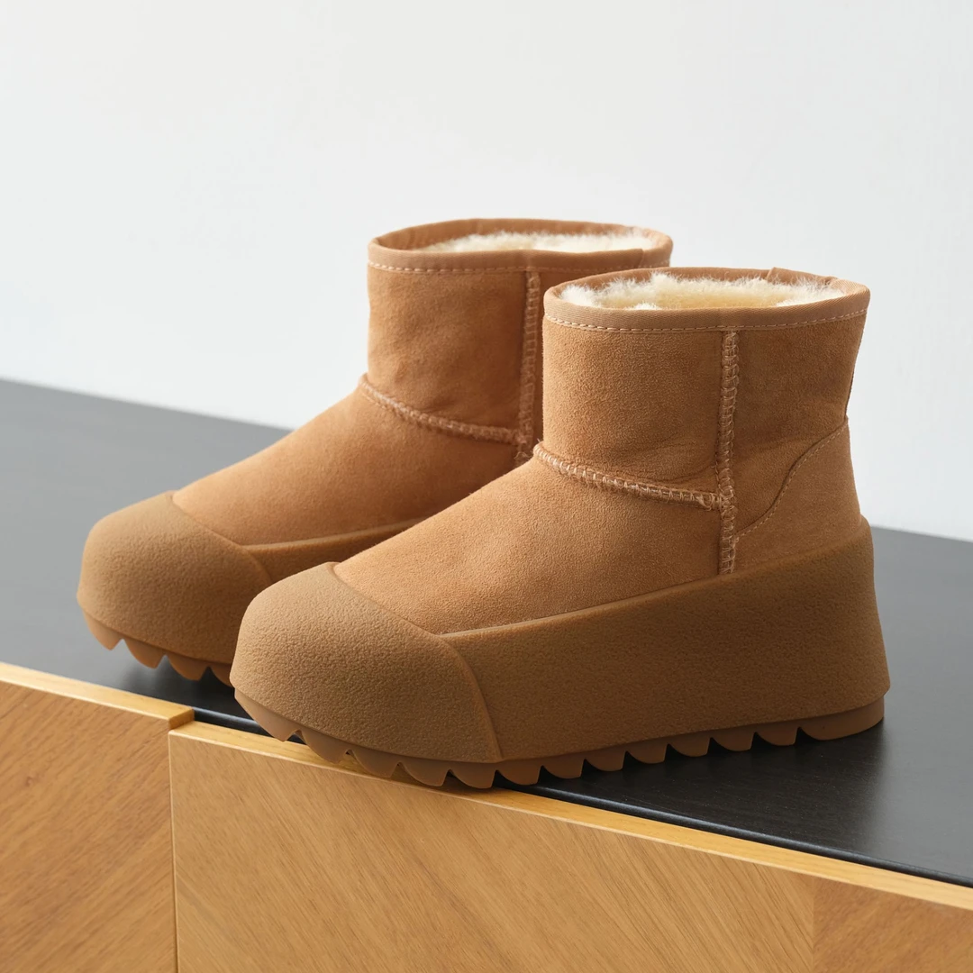 Cuaden Klliatm休闲秋冬中筒厚底保暖短靴加厚高帮短筒YP818-15