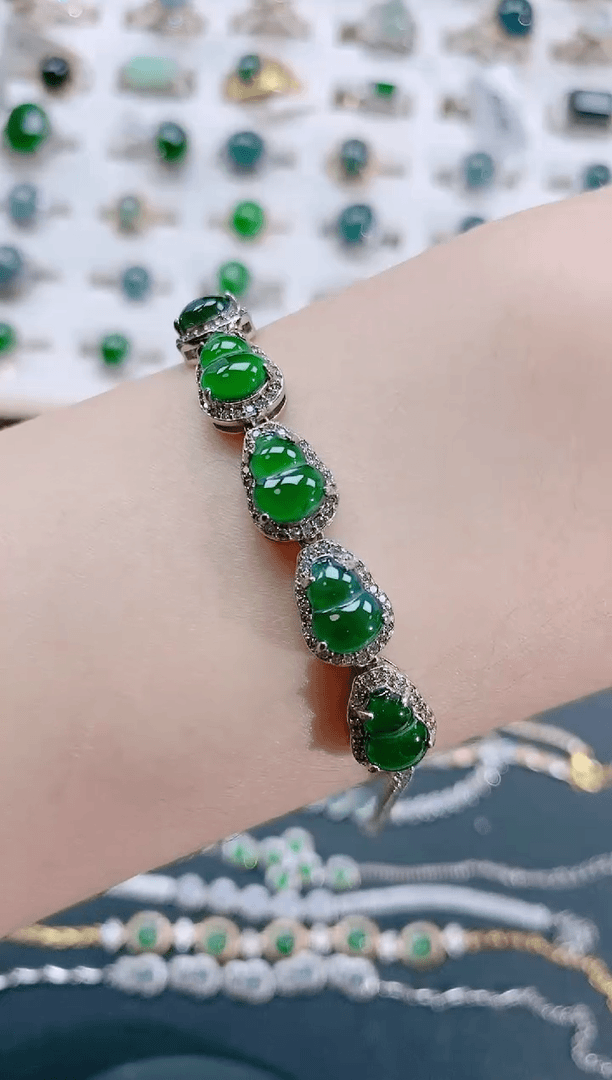 【闪购商品】翡翠手链银S925镶嵌天然翡翠