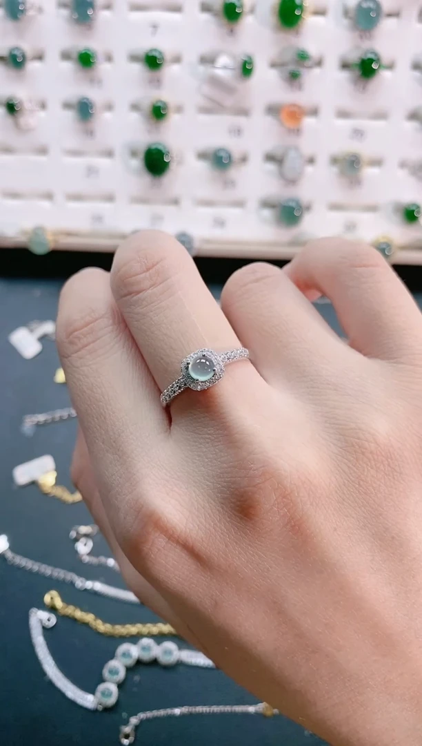 【闪购商品】翡翠戒指银S925镶嵌天然翡翠