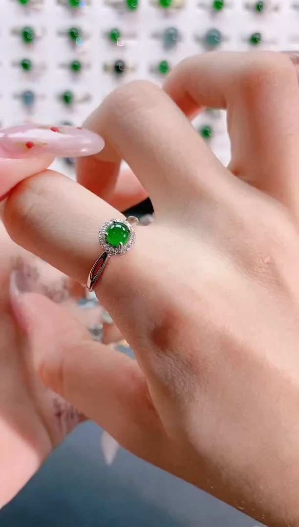 【闪购商品】翡翠戒指银S925镶嵌天然翡翠