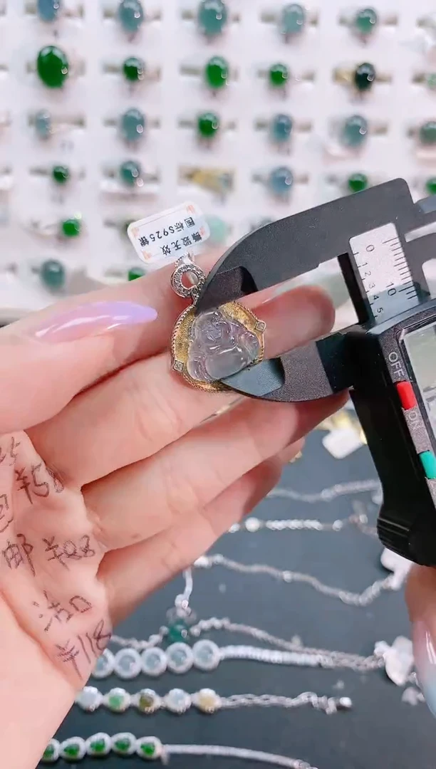 【闪购商品】翡翠颈饰银S925镶嵌天然翡翠