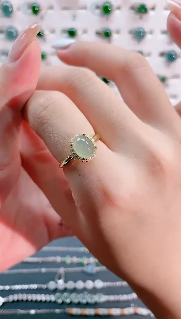 【闪购商品】翡翠戒指银S925镶嵌天然翡翠
