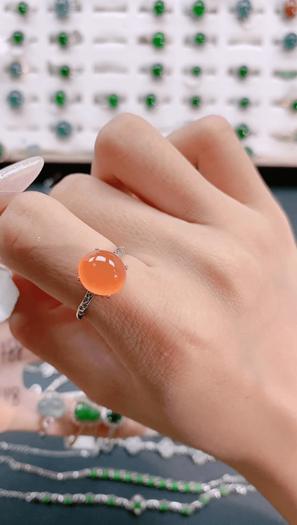 【闪购商品】南红玛瑙颈饰银S925镶嵌天然南红戒指