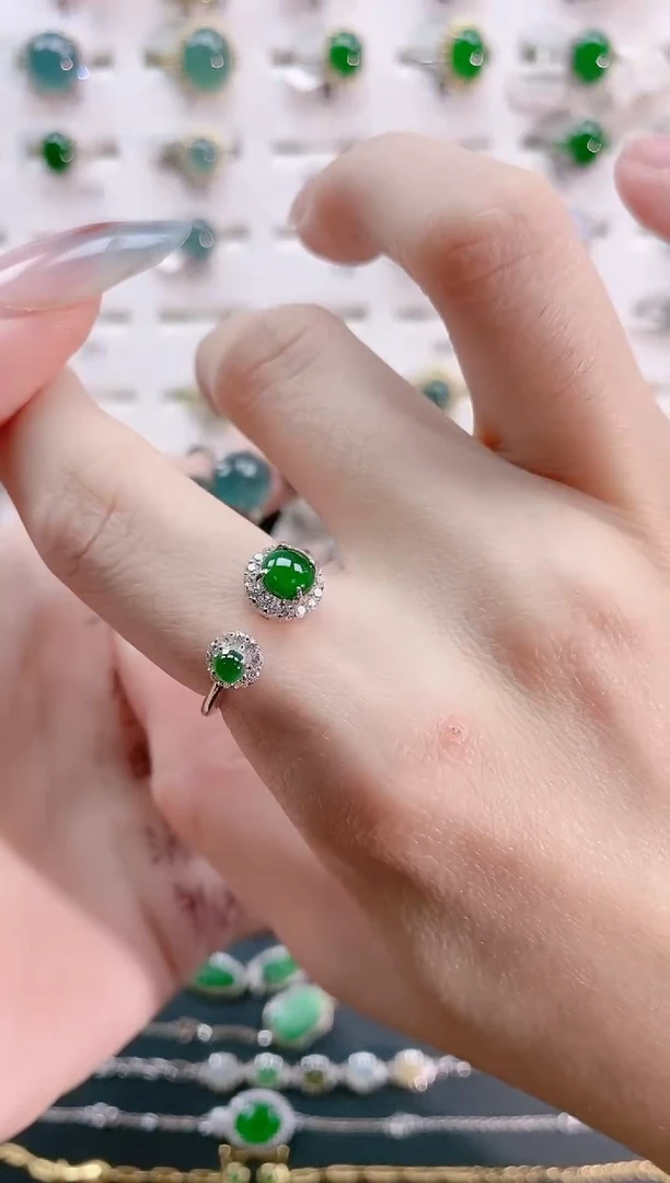 【闪购商品】翡翠戒指银S925镶嵌天然翡翠