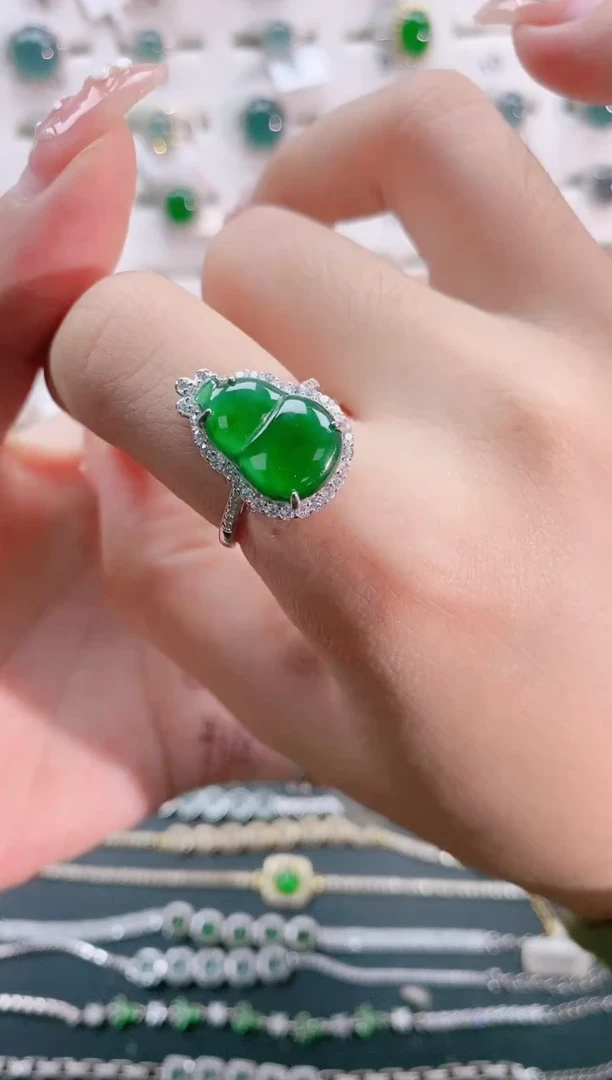 【闪购商品】翡翠戒指银S925镶嵌天然翡翠