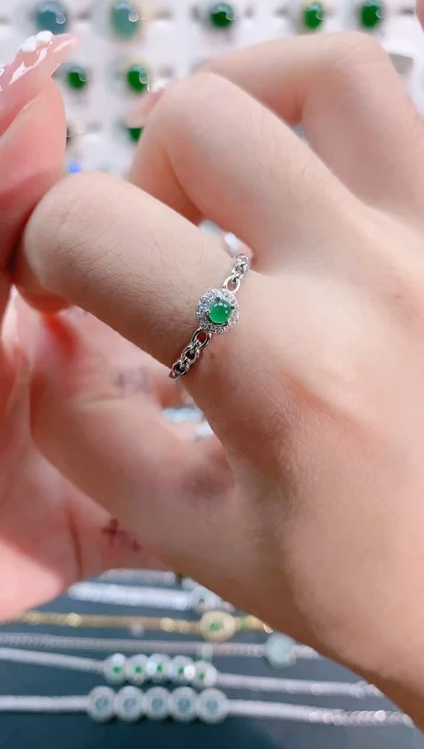 【闪购商品】翡翠戒指银S925镶嵌天然翡翠