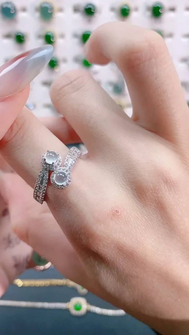 【闪购商品】翡翠戒指银S925镶嵌天然翡翠