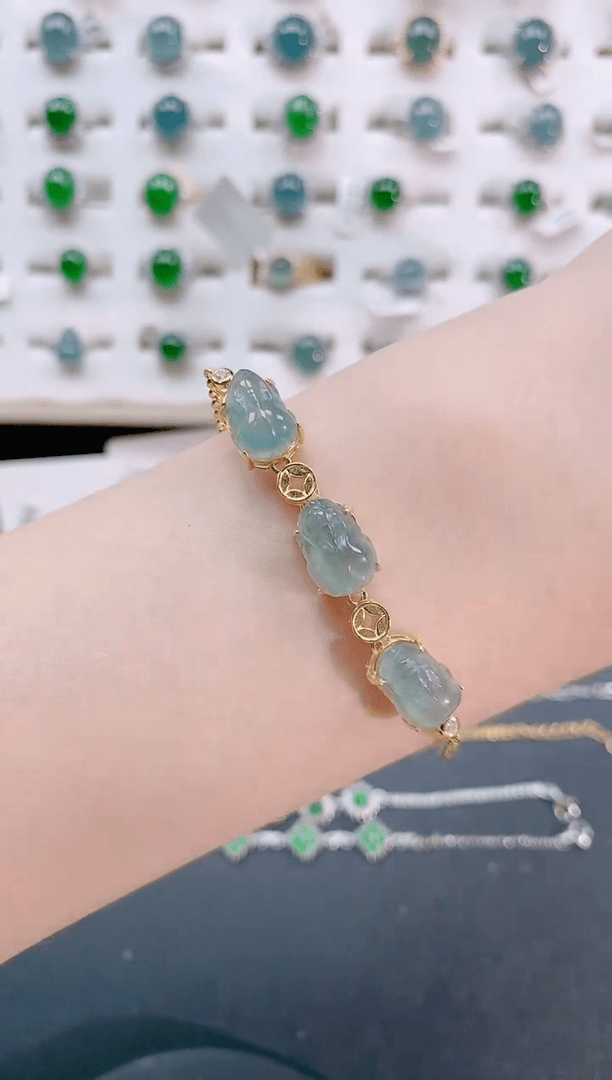 【闪购商品】翡翠手链银S925镶嵌天然翡翠