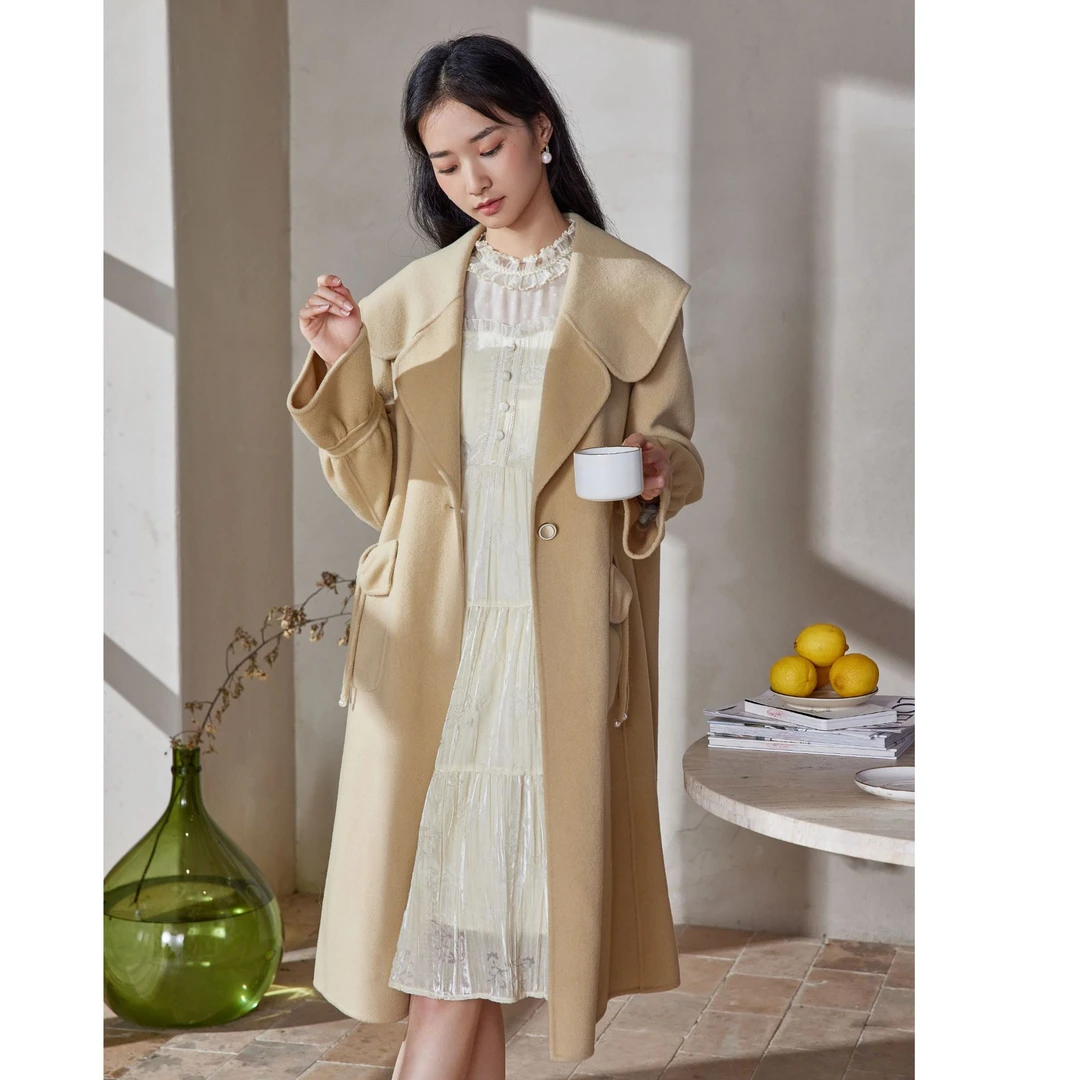 【毛毛专属】简约气质法式纯色时尚大衣88D8718