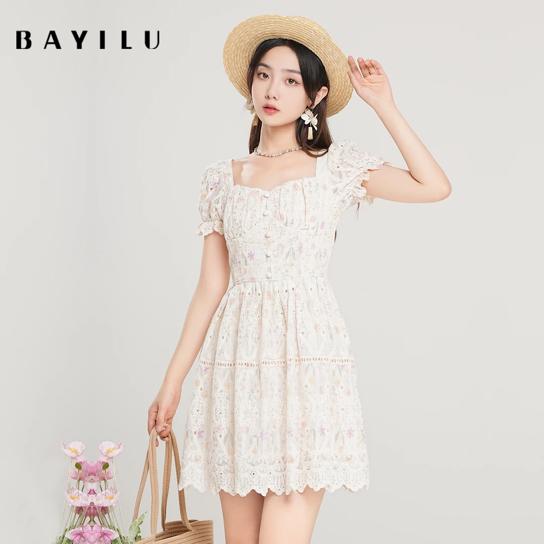 【毛毛专属】芭依璐女装夏季新款时尚山茶花碎花连衣裙 86L7137Z