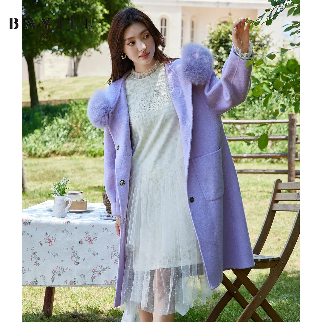 【毛毛专属】冬季新款时尚休闲毛领大衣88D8012