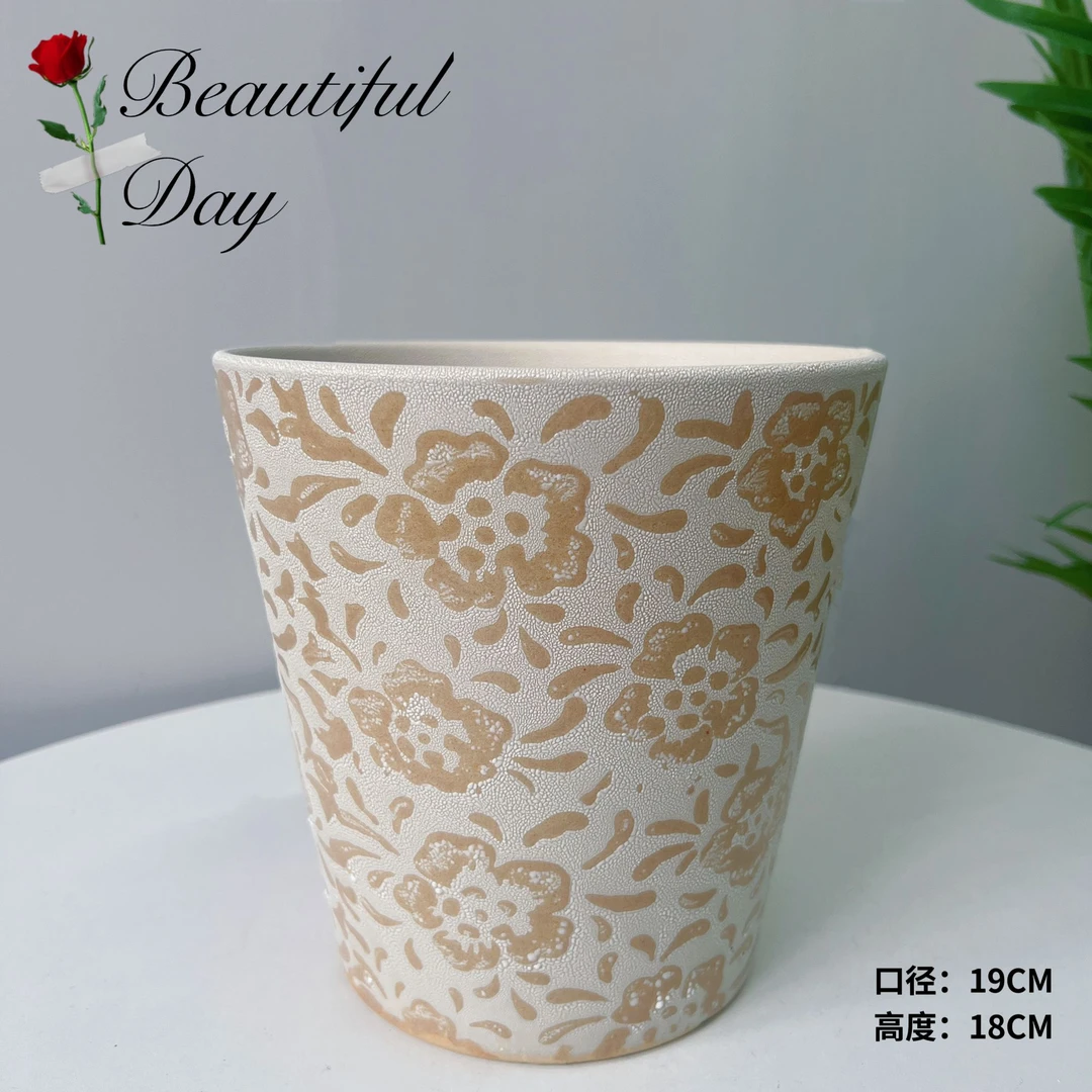 中号珍珠牡丹口19高18绿箩君子兰虎皮兰蝴蝶兰金钱树陶瓷花盆