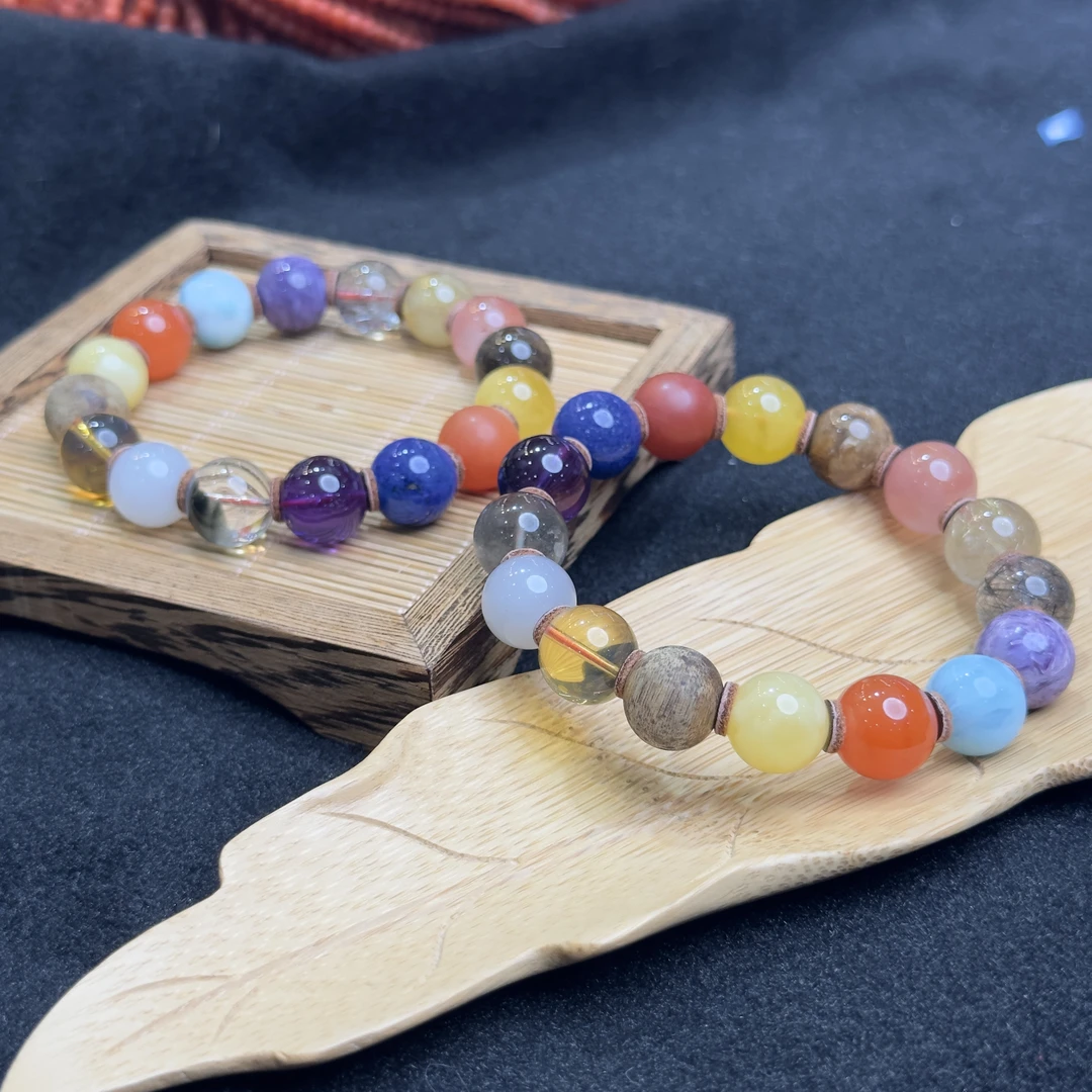 HJ0203天然南红多宝手串12mm+多样性发其一