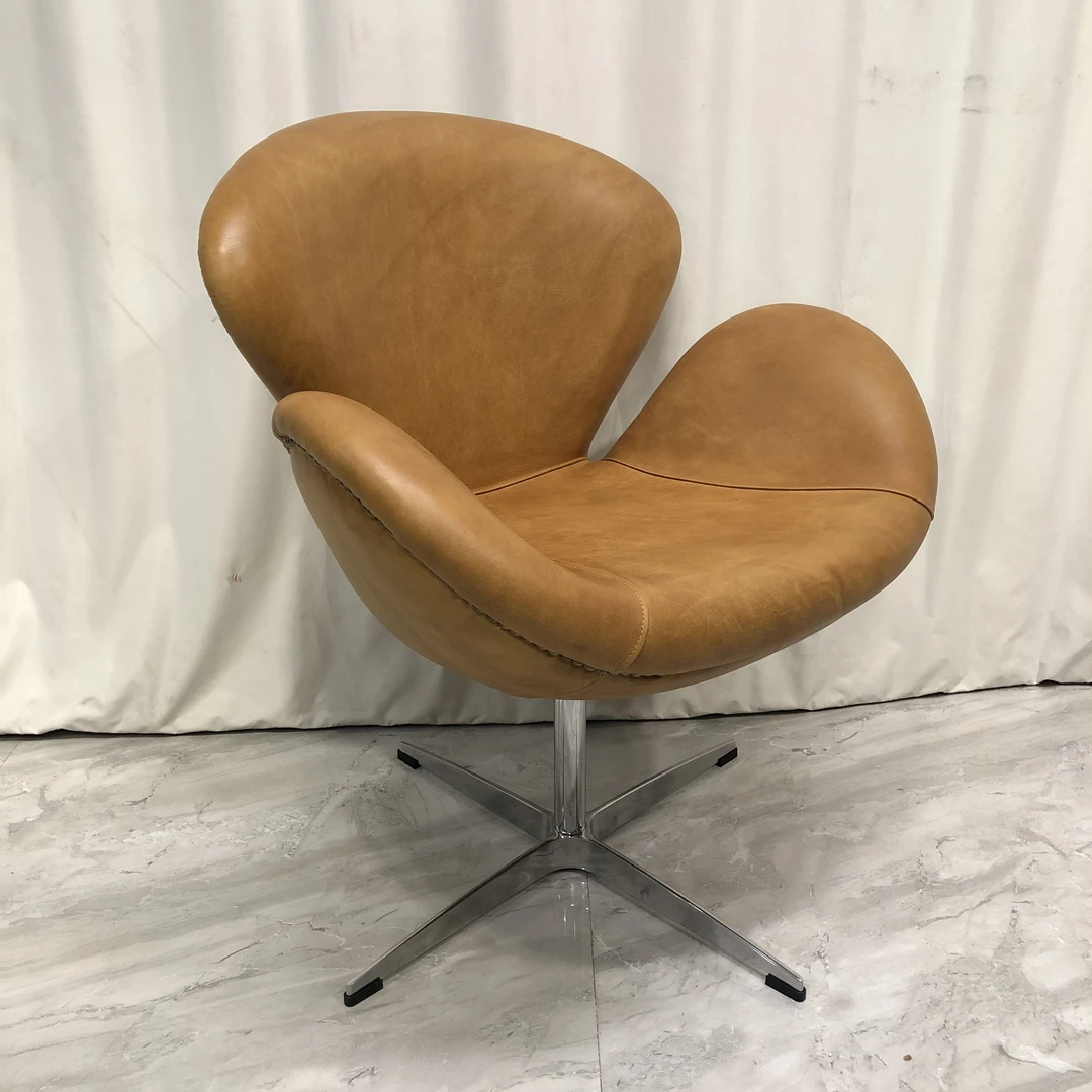 【务美艺术】真皮天鹅椅油蜡皮转椅（08788）