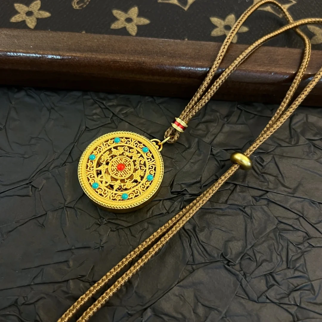 合金吊坠 新中式国潮风|古法镂空珐琅彩五福圆满八宝圆盘