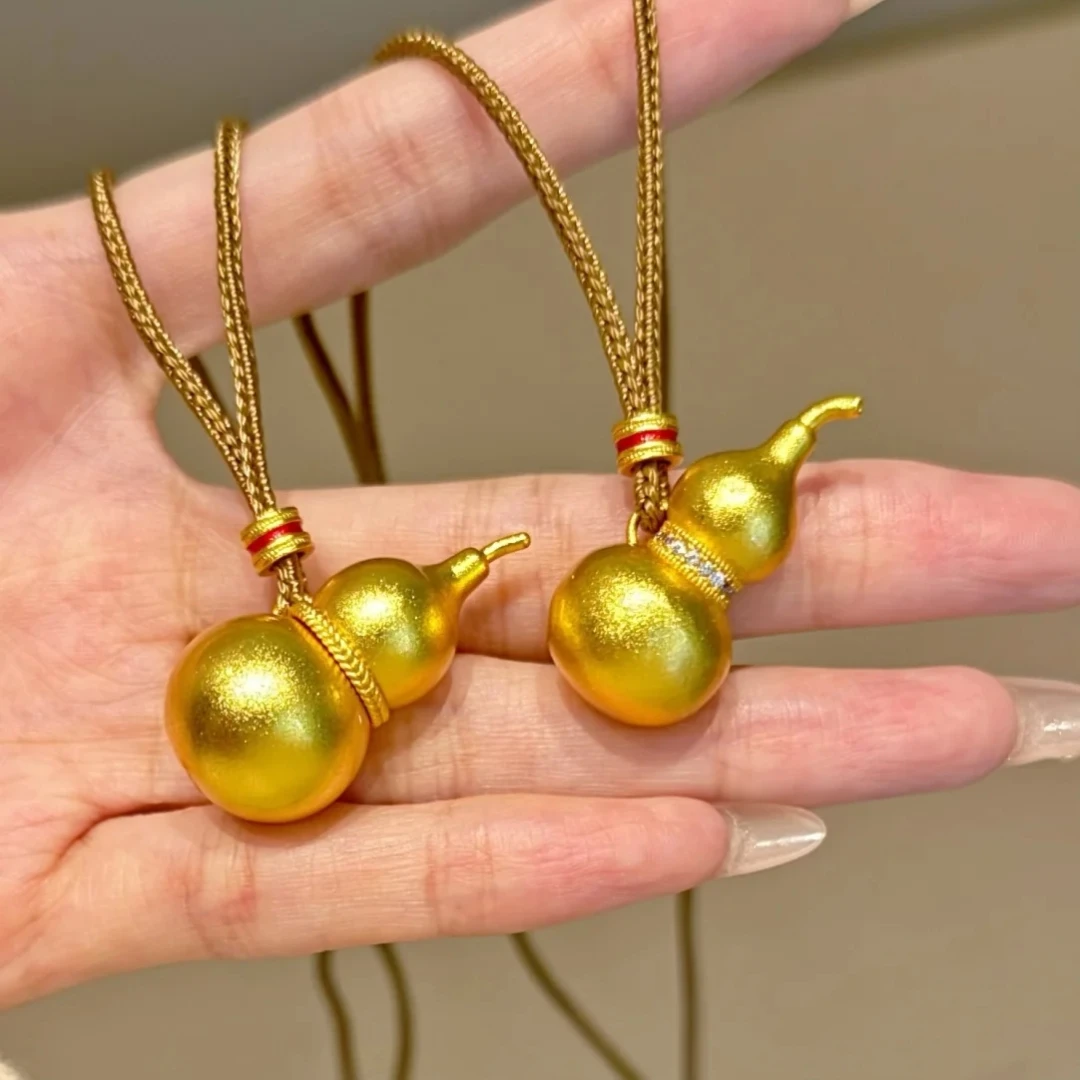 合金项链 新中式国潮风|古法磨砂实心花丝葫芦项链