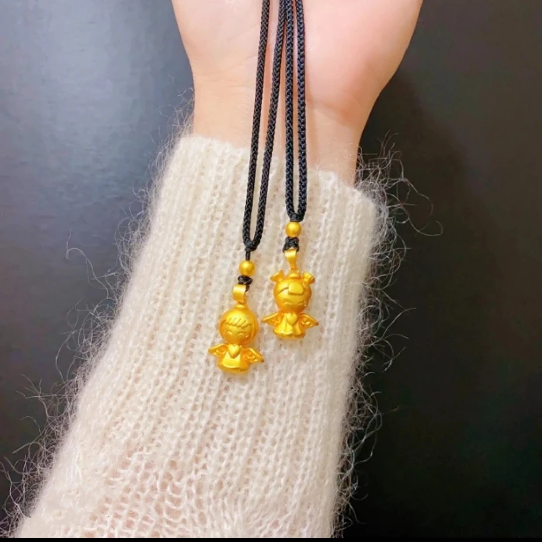 合金项链 新中式国潮风|古法实心小天使项链