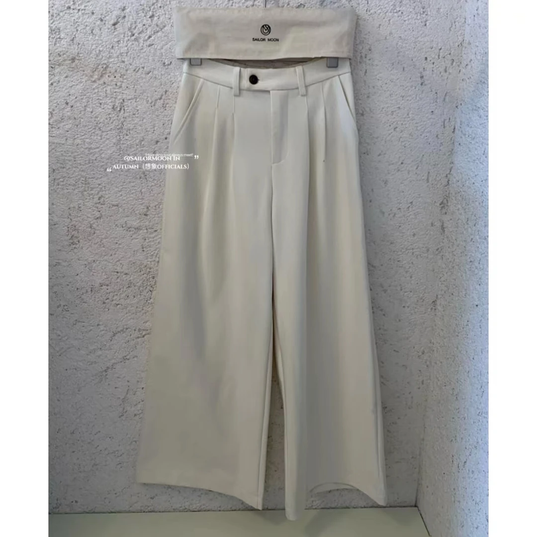 直筒百搭时尚休闲裤高腰宽松简约阔腿气质女士