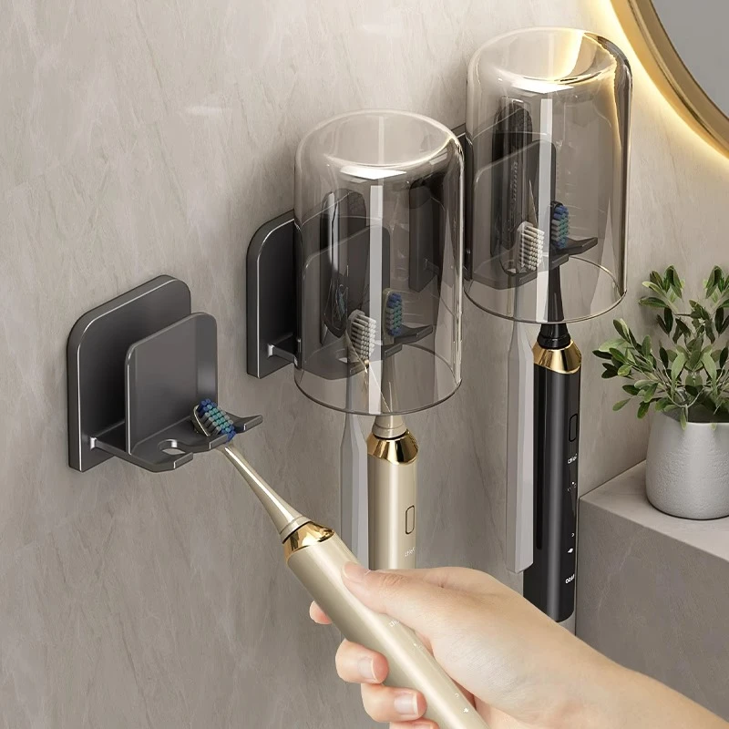牙刷置物架免打孔刷牙杯漱口杯卫生间牙缸壁挂式家庭电动牙刷架子