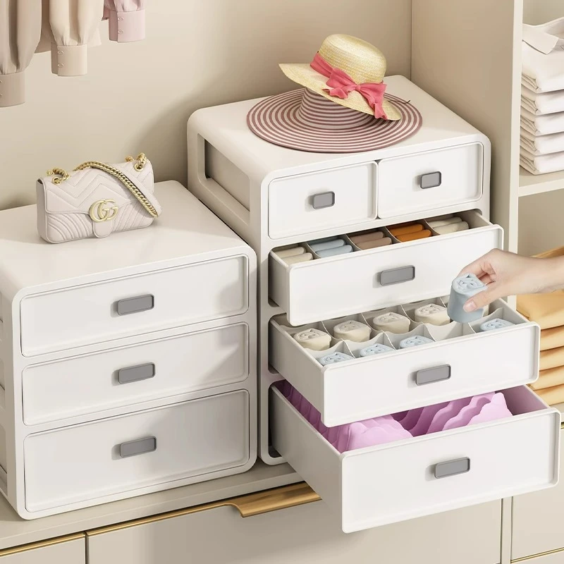内衣收纳盒抽屉式袜子内裤三合一分格神器家用衣物整理箱柜大容量