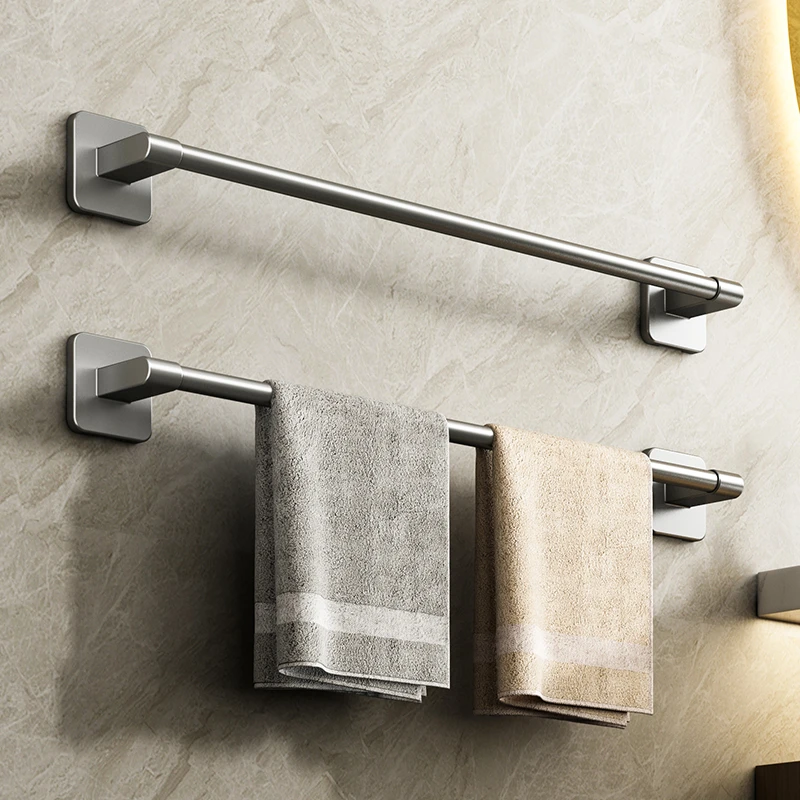 毛巾架子卫生间免打孔壁挂置物架浴室毛巾单杆厕所洗手间收纳挂架